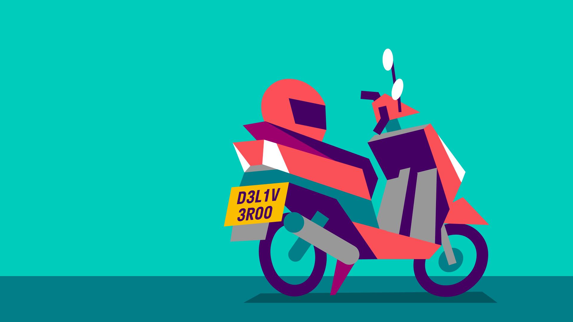 Deliveroo rider with bicycle illustration